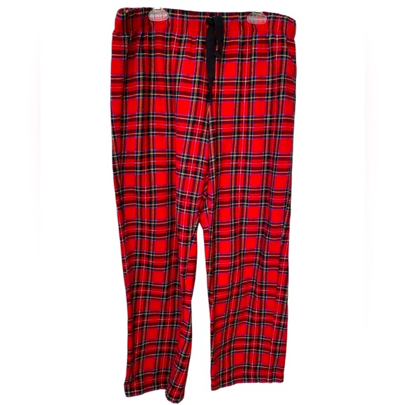 J Crew Red Plaid Drawstring Elastic  Waist Pajama Pants Men’s Medium Loungewear - Picture 1 of 7